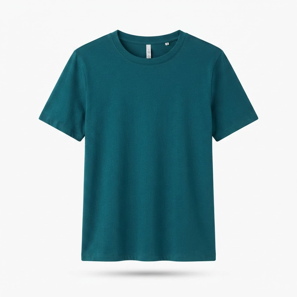 Deep Teal Relaxed Fit Boxy Crewneck T-Shirt