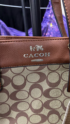 CACOH Brown Monogram Structured Tote Bag