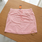 Pastel Pink Jersey Drawstring Mini Skirt with Pockets