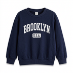 SHEIN Navy Blue Kids Brooklyn USA Graphic Crewneck Sweatshir