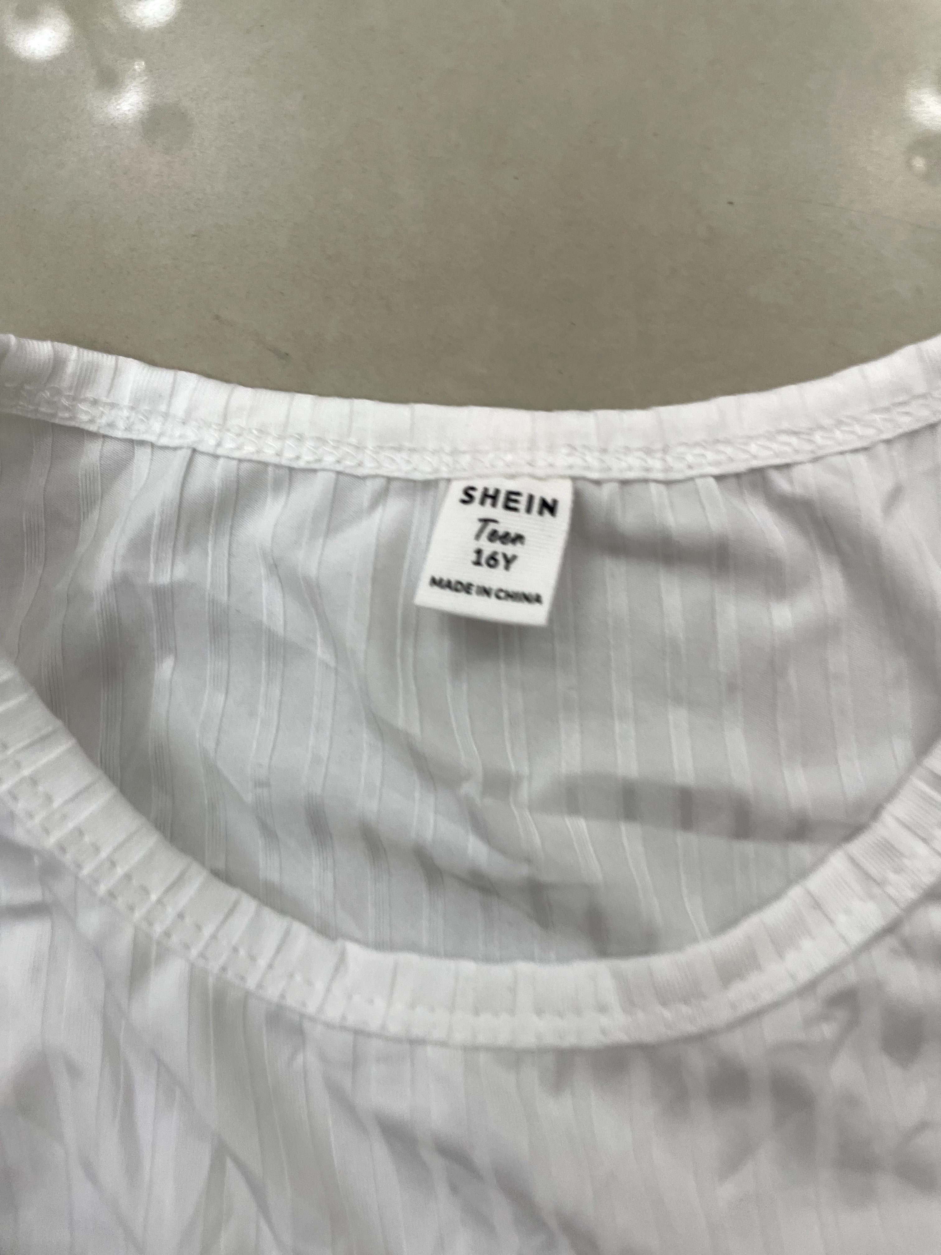 SHEIN Teen White Sleeveless Ribbed Column Tank Dress