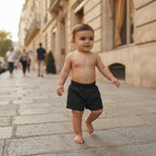 SHEIN Black Smocked Waist Infant Shorts