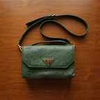 Forest Green Ostrich-Effect Crossbody Bag