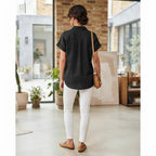 Women's Black Short-Sleeved Relaxed Linen Shirt