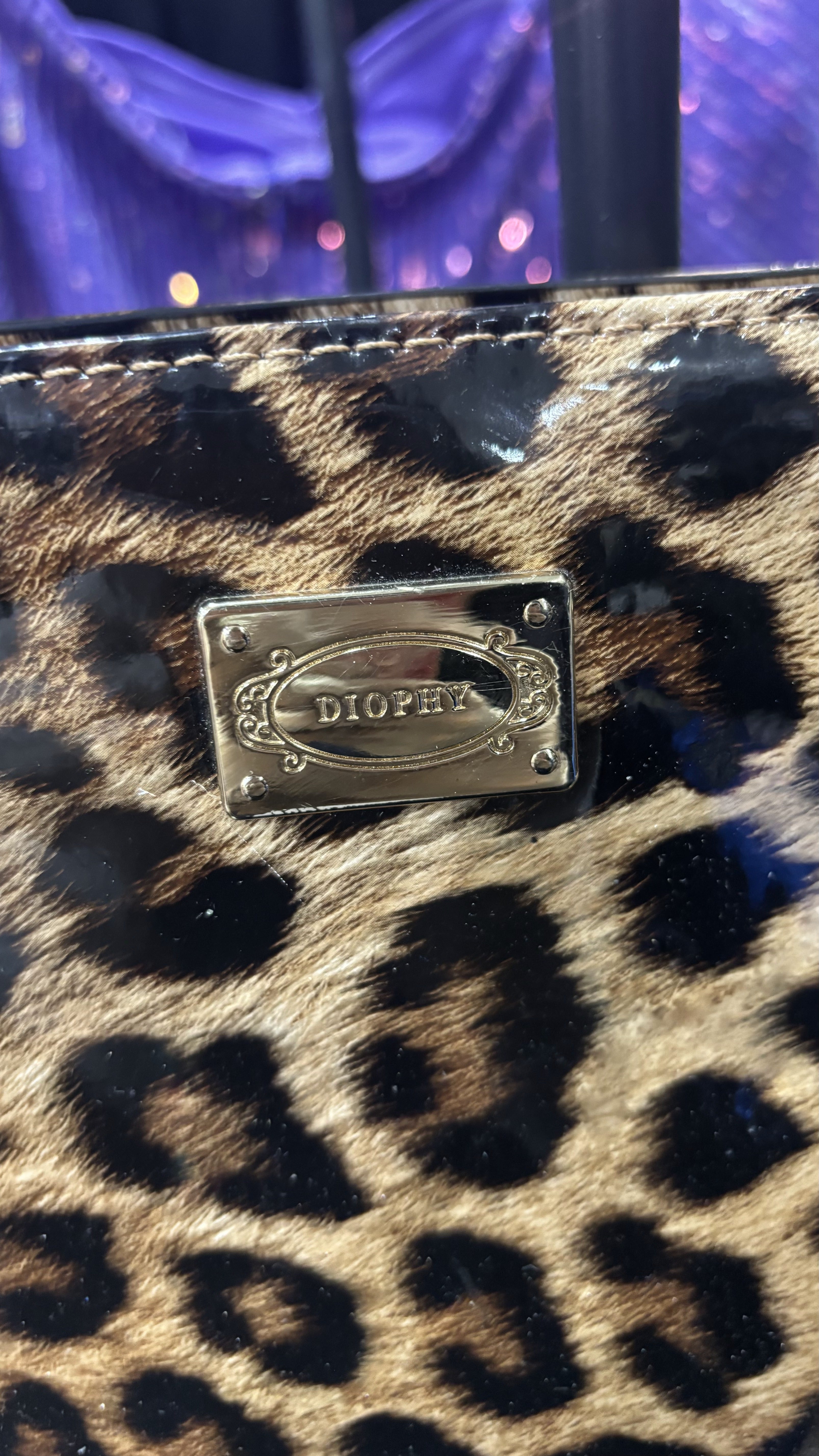 Diophy Patent Leopard Print Shoulder Tote
