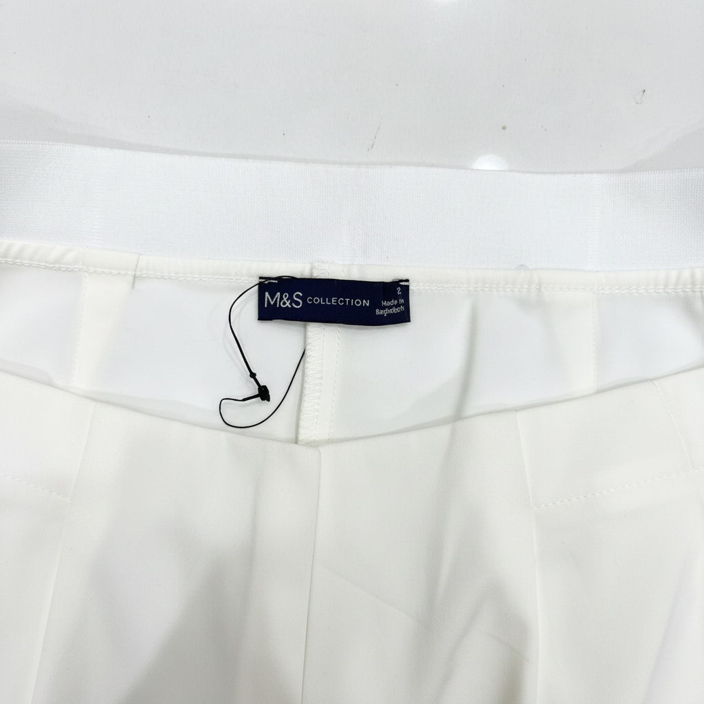 Marks & Spencer White Slim Cropped High Rise Trousers
