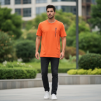 Adidas Men's Orange Graphic Logo T-Shirt - Premium