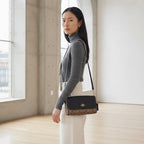 COACH NEW YORK Black Leather and Monogram Crossbody Bag