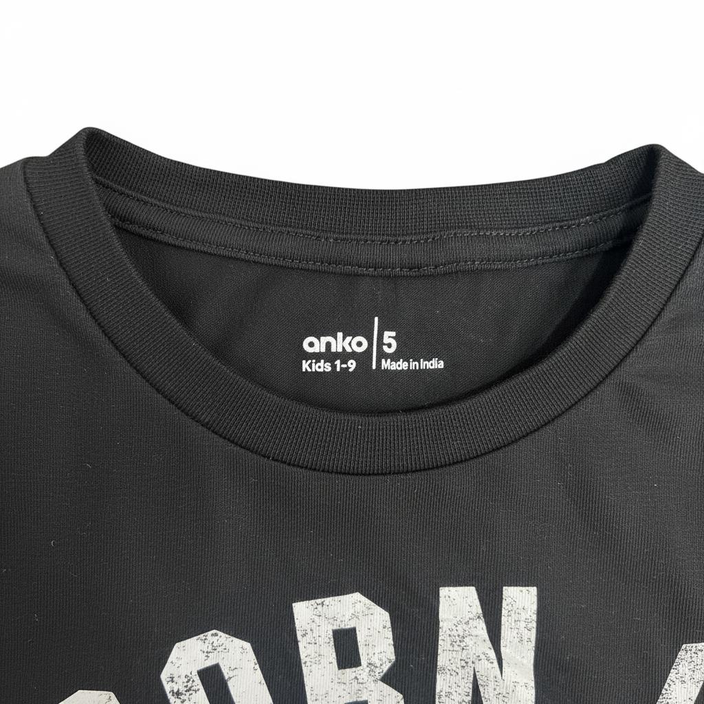 anko Kids' Black Born To Race Graphic Cotton T-Shirt