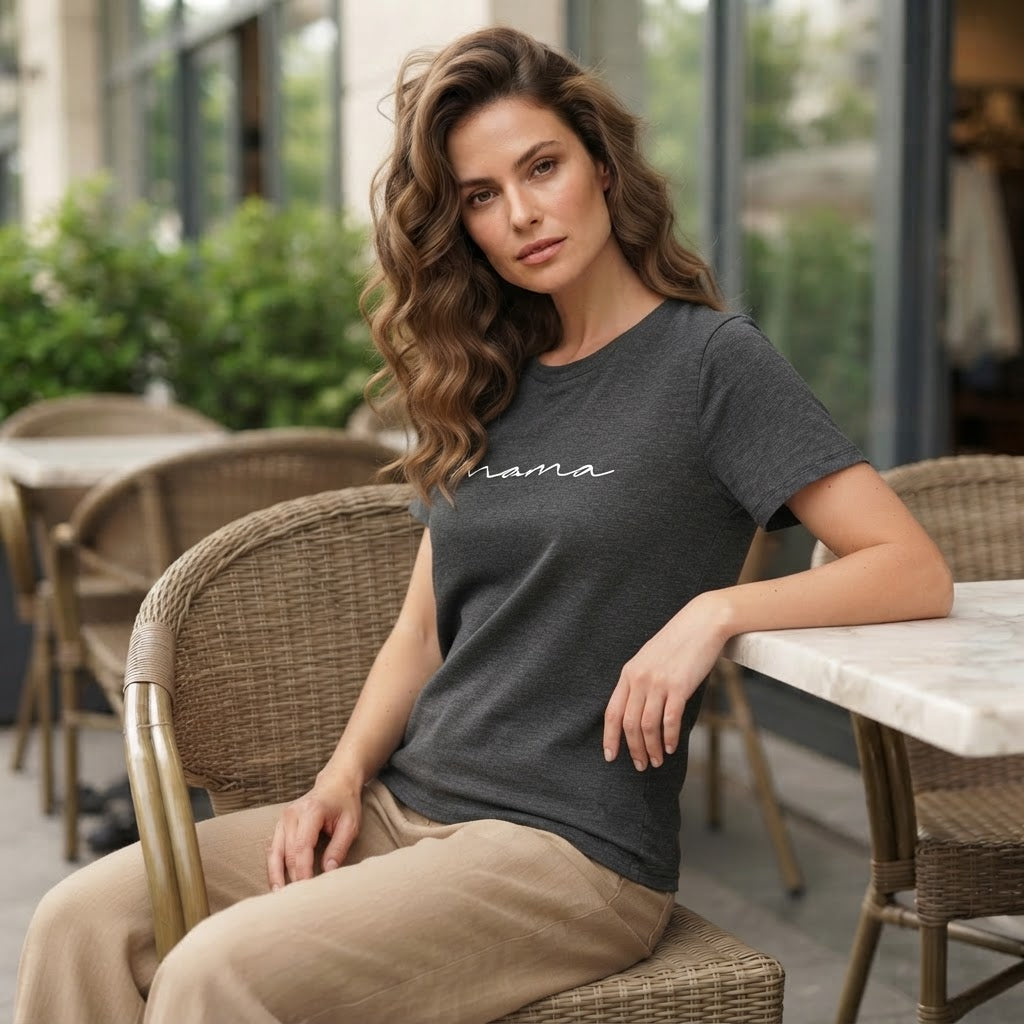 Emery Rose Charcoal Heather Grey Mama Script Graphic T-Shirt