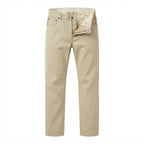 Men's Beige Straight-Leg Cotton Twill Chino Trousers
