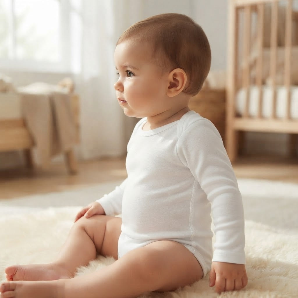SHEIN SHEIN White Long-Sleeve Baby Bodysuit with Snap Closur