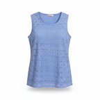 Blue Floral Lace Trim Camisole Top