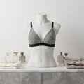 Women's Black and White Striped Triangle Bikini Top