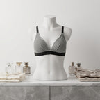 Women's Black and White Striped Triangle Bikini Top