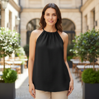 Esmara Women's Black Linen Blend Halterneck Top