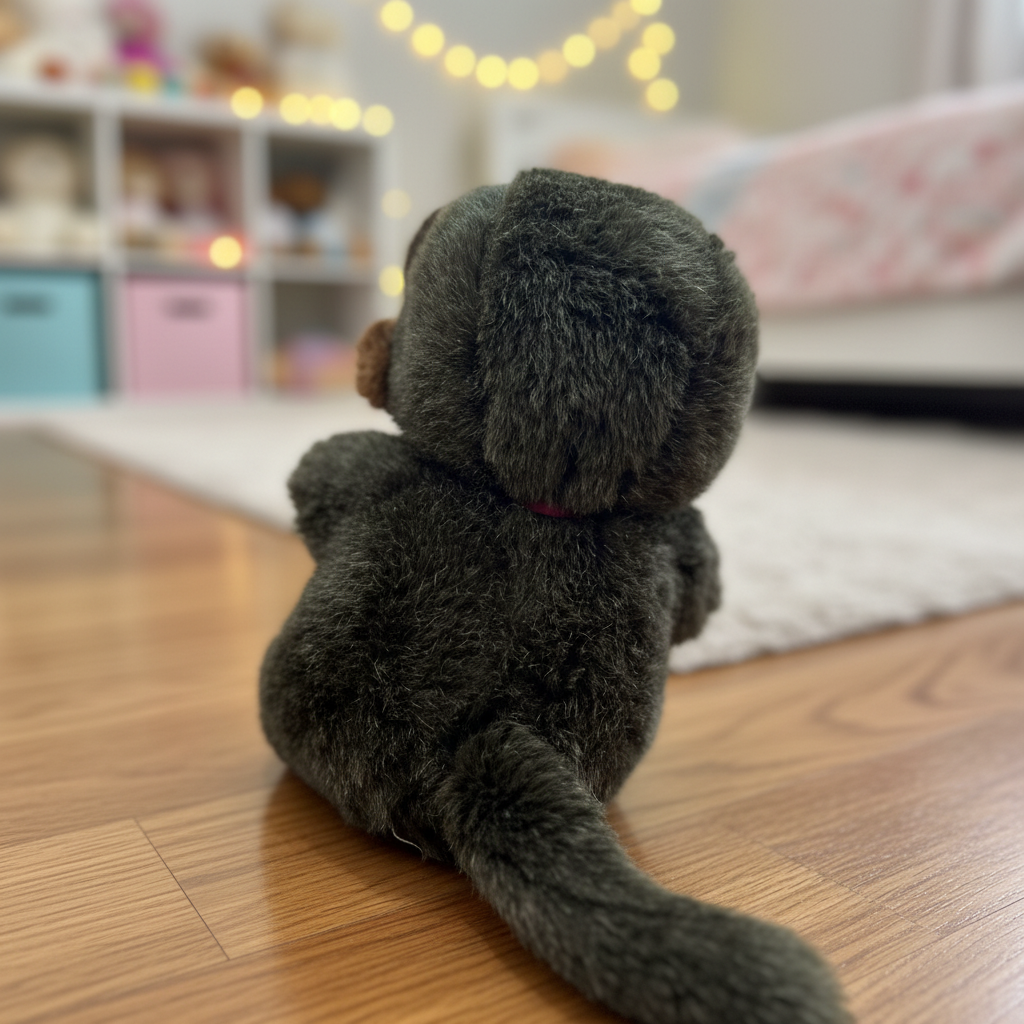 Premium Plush Monkey Toy with Pink Ribbon