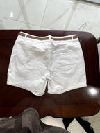Gina White Boyfriend Denim Shorts with Braided Belt