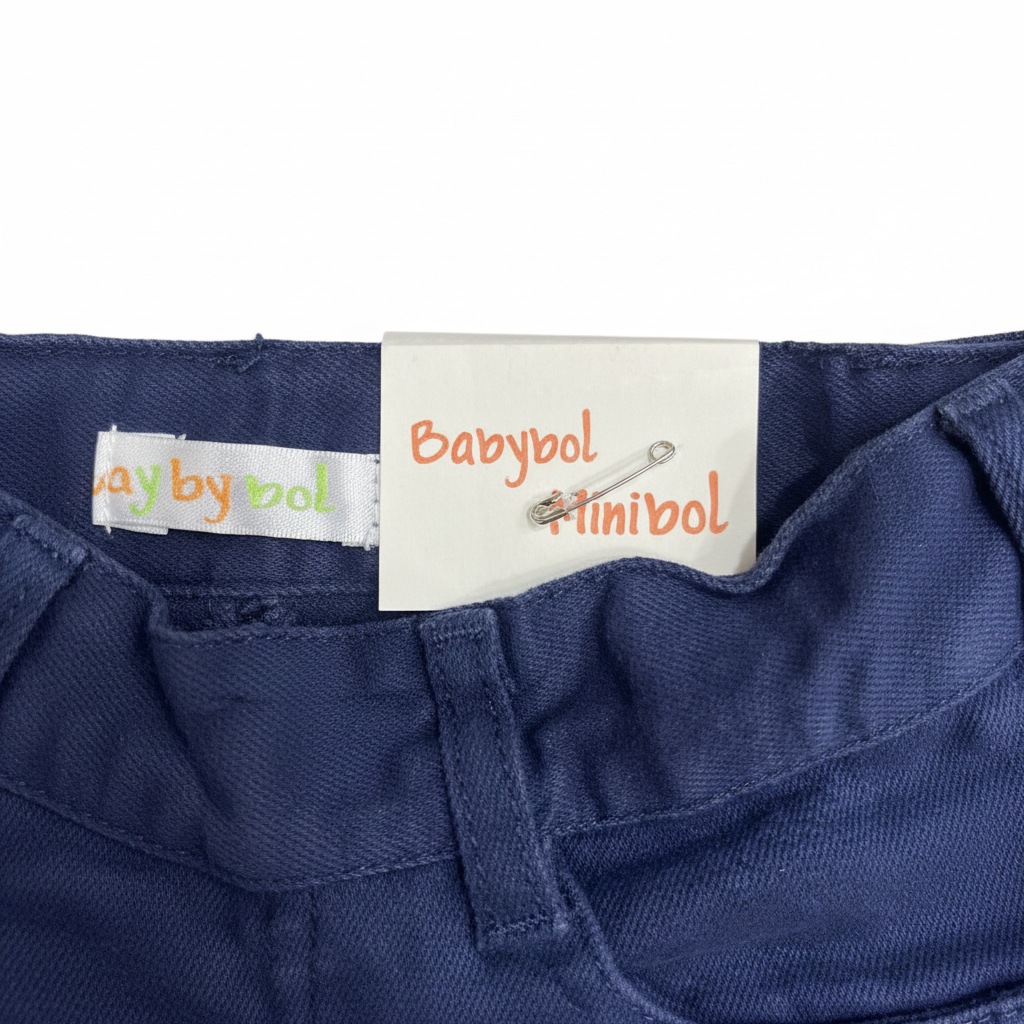 Babybol Minibol Kids Navy Blue Cotton Chino Pants - Smart Ca