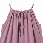 Women's Purple Linen Halter Neck Gathered Top