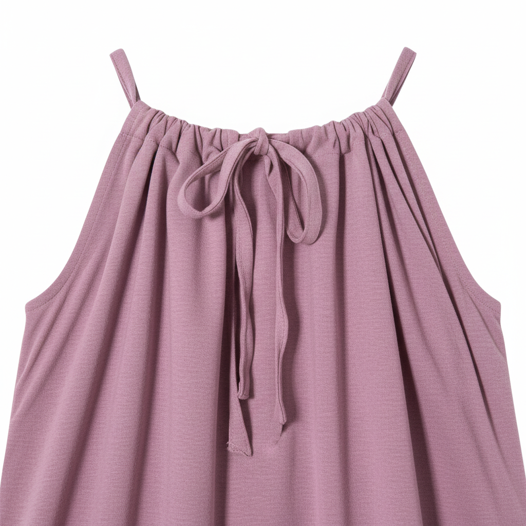Women's Purple Linen Halter Neck Gathered Top