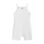 SHEIN White Ribbed Spaghetti Strap Baby Short Romper
