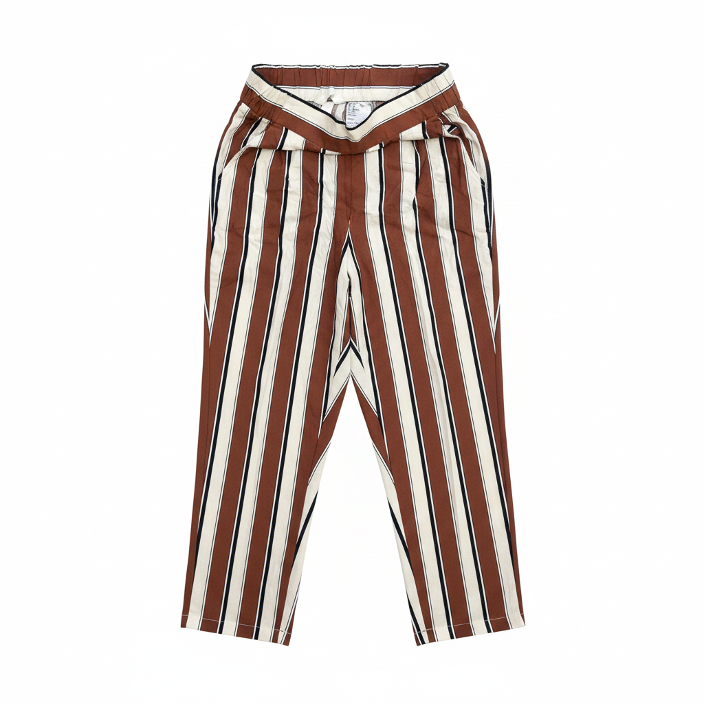 Women's Striped Wide Leg Culottes in Rust and Cream