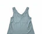 Women's Sage Green Eyelet Trim Sleeveless Tank Top
