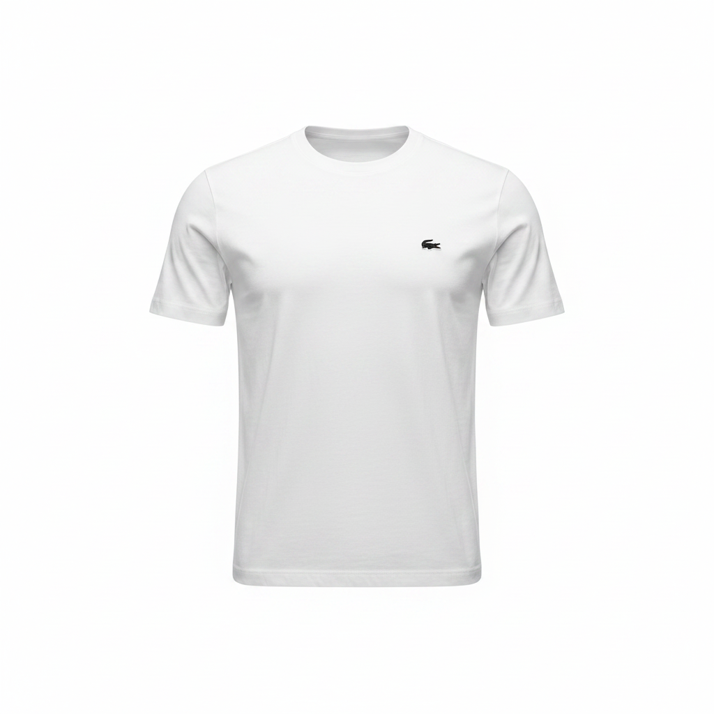LACOSTE Women's Classic White Cotton Crew Neck T-Shirt