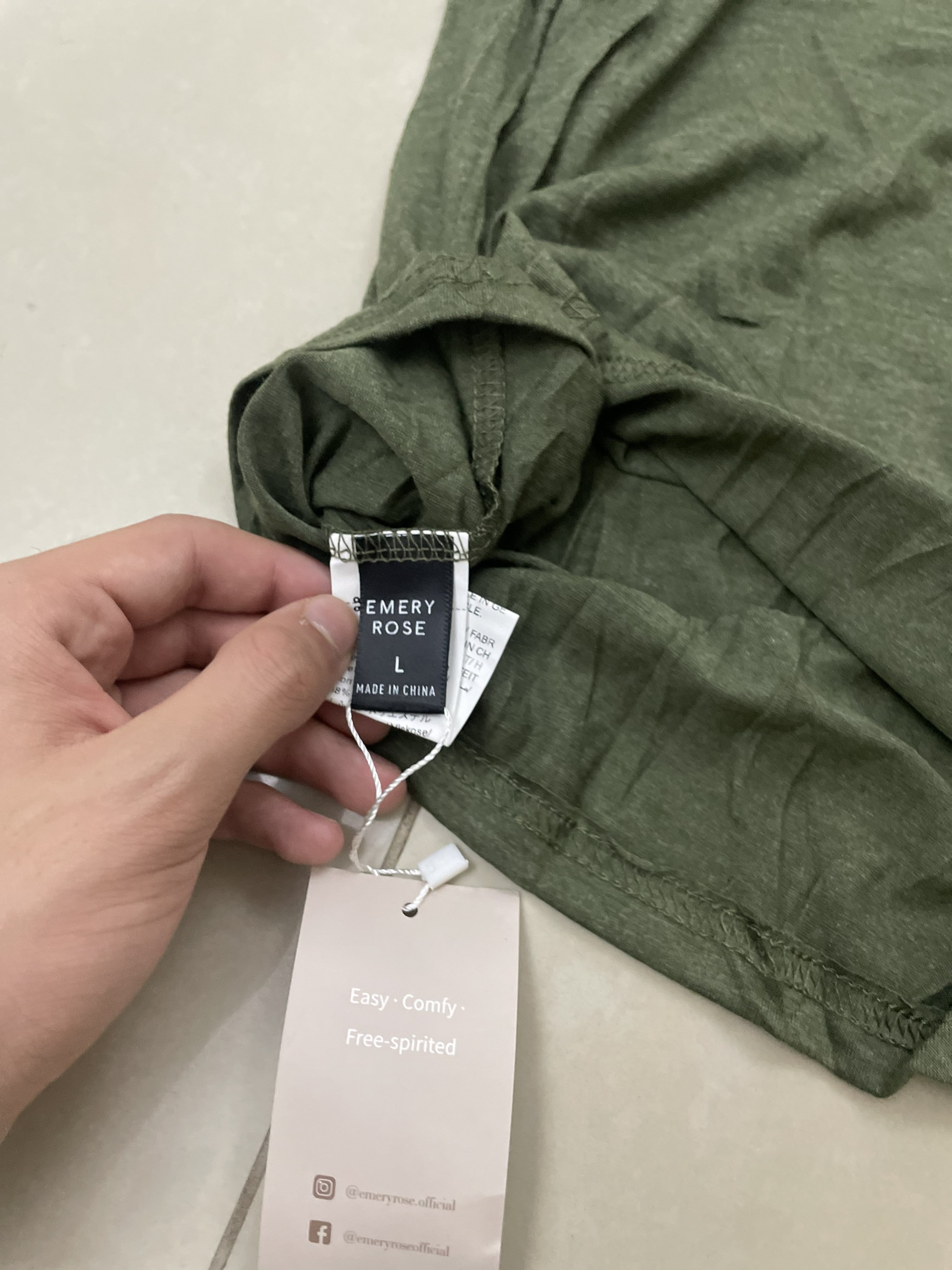 EMERY ROSE Olive Green Maxi Cami Dress with Chevron Trim