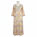 Women's Embellished Scallop Print Long Sleeve Kaftan Dress