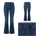 QS Deep Indigo Flared Jeans with Exposed Button Fly