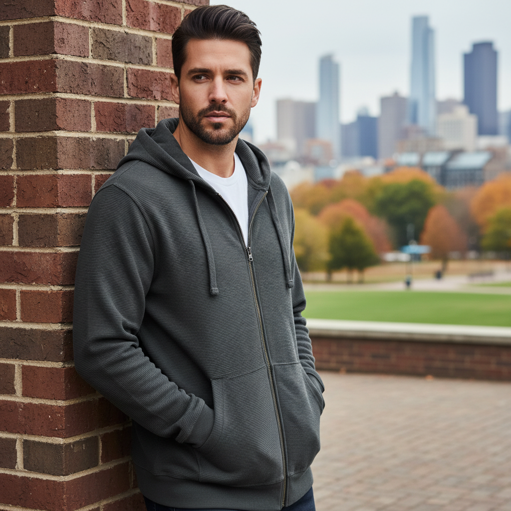 Parkside Men's Olive Waffle Knit Zip-Up Hoodie - XL