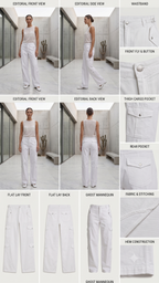 Pull&Bear White High-Rise Straight Leg Cargo Pants