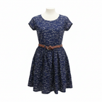 Jilax Kids' Navy Blue Script Print Belted Dress