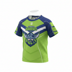 NRL Kids Lime Green and Blue Graphic Sports Jersey T-Shirt