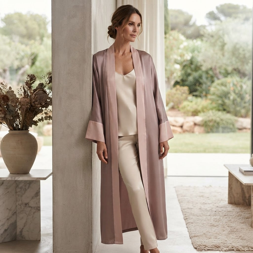 Women's Taupe Open-Front Abaya with taupe Accents