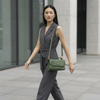 Forest Green Ostrich-Effect Crossbody Bag