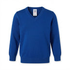 [WearU Generated:merch_ghost] George Royal Blue Cotton Blend Regular Fit Pullover – ghost front view