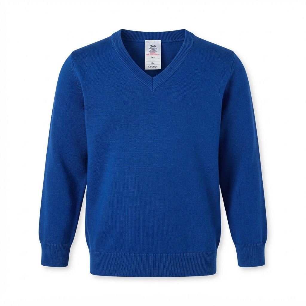 [WearU Generated:merch_ghost] George Royal Blue Cotton Blend Regular Fit Pullover – ghost front view
