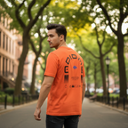 Adidas Men's Orange Graphic Logo T-Shirt - Premium