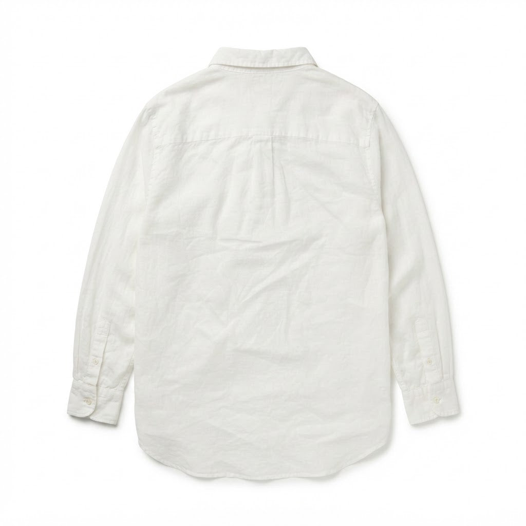 Women's White Relaxed Fit Long Sleeve Linen Shirt