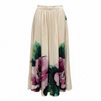 Ain Women's Cream and Pink Floral Pleated Midi Skirt