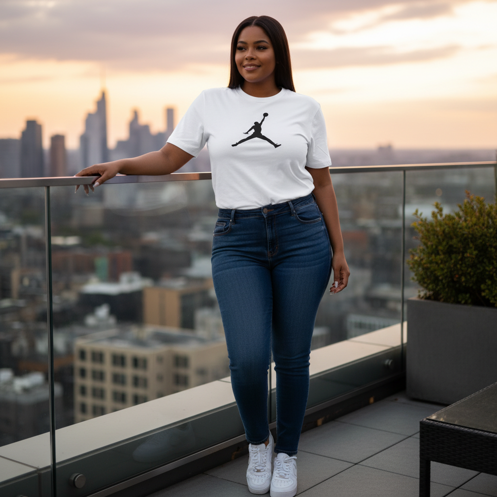 Women's White Graphic Logo Crew Neck T-Shirt
