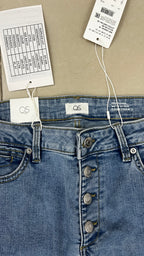 QS QS Mid Blue Flared Denim Jeans with Button Fly