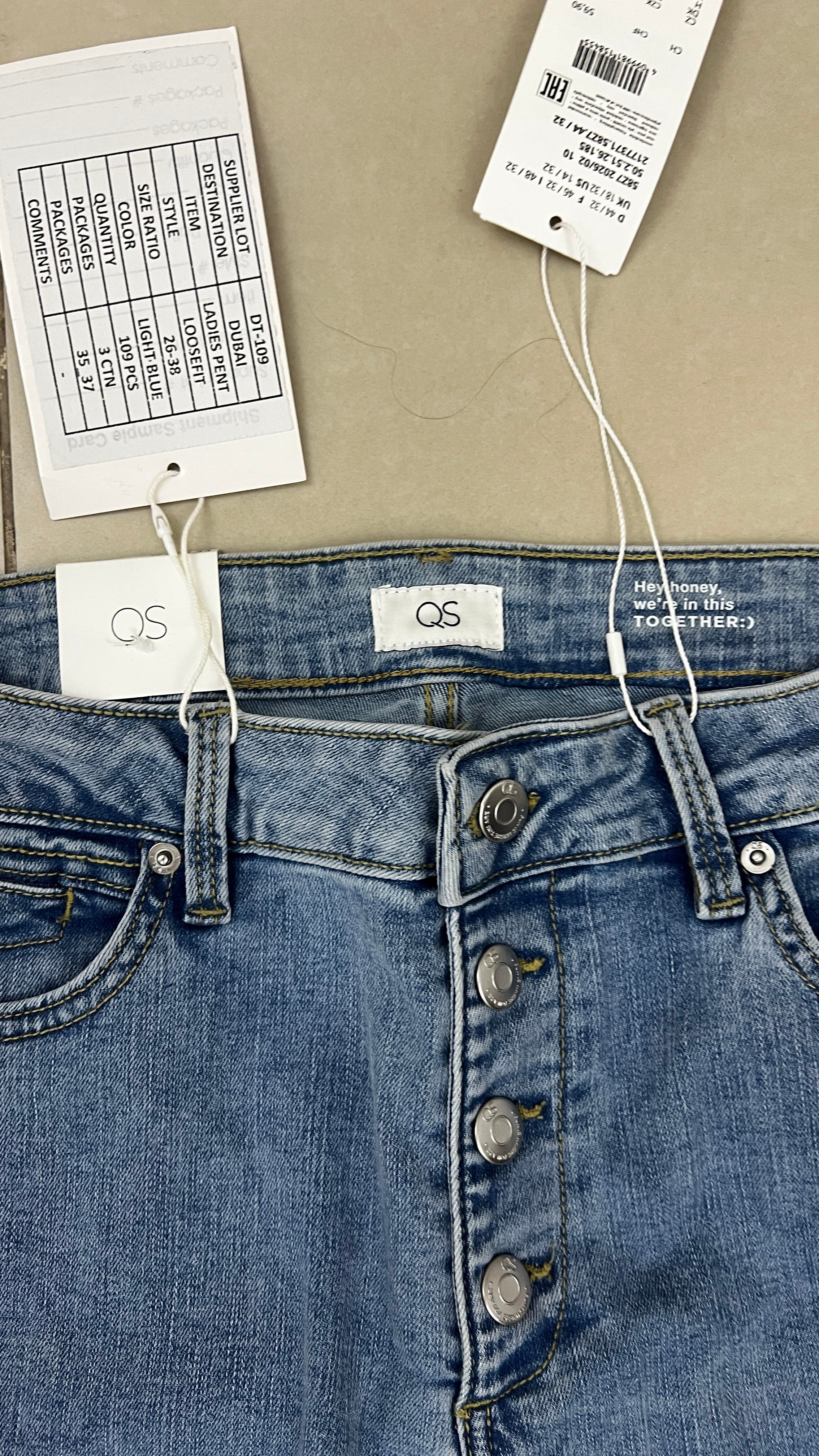 QS QS Mid Blue Flared Denim Jeans with Button Fly