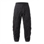 SHEIN Women's Black Linen Wide-Leg Trousate Trousers