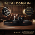 Men's Classic Black Leather Belt with black Buckle