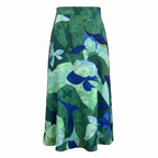SHEIN Women's Green and Blue Tropical Floral A-Line Midi Ski