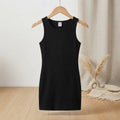SHEIN Teen Black Ribbed Sleeveless Bodycon Mini Dress for Te